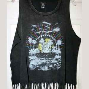 Torrid Black Fringed Beaded Tank Top